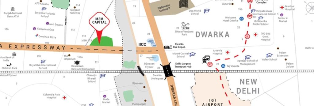 m3m-capital-sector-113-location-map