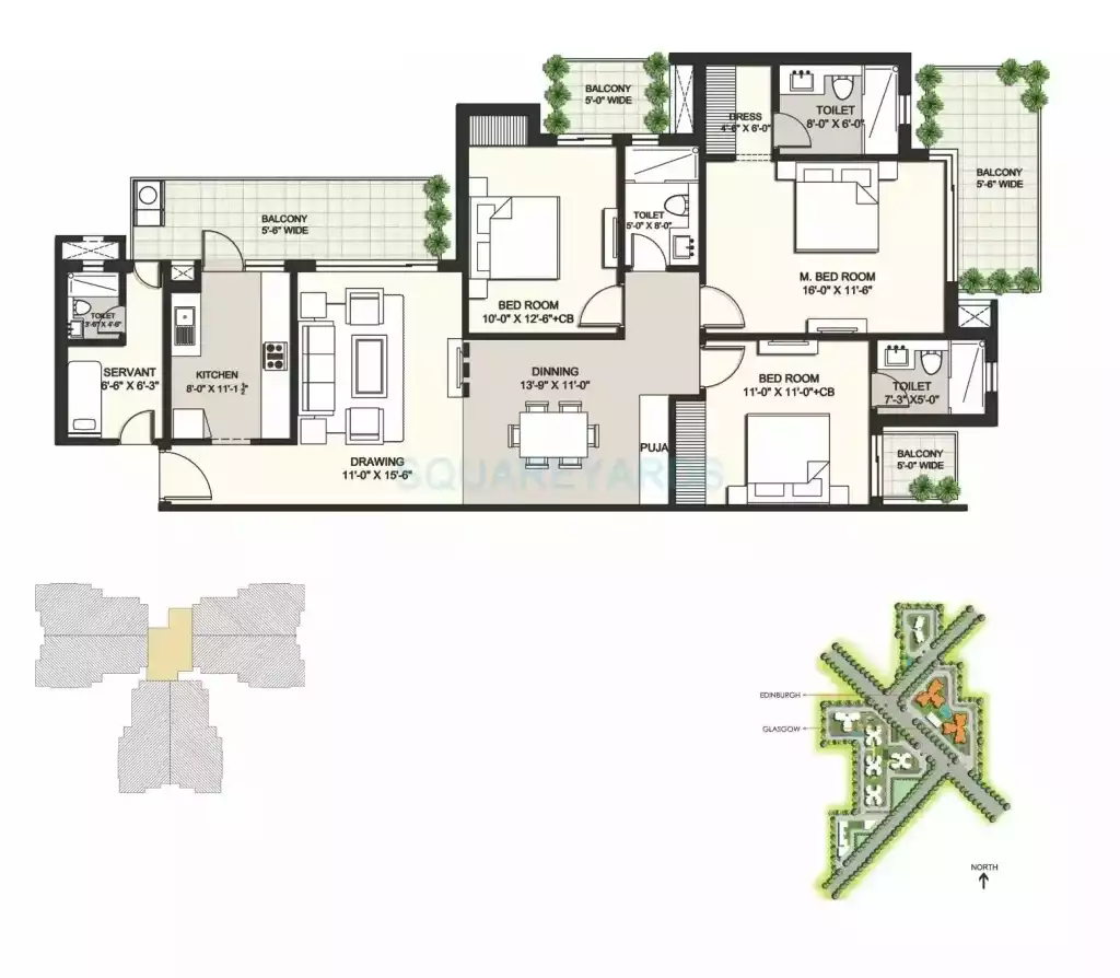 ansal-highland-park-Gurgaon-3bhk-Floor-plan